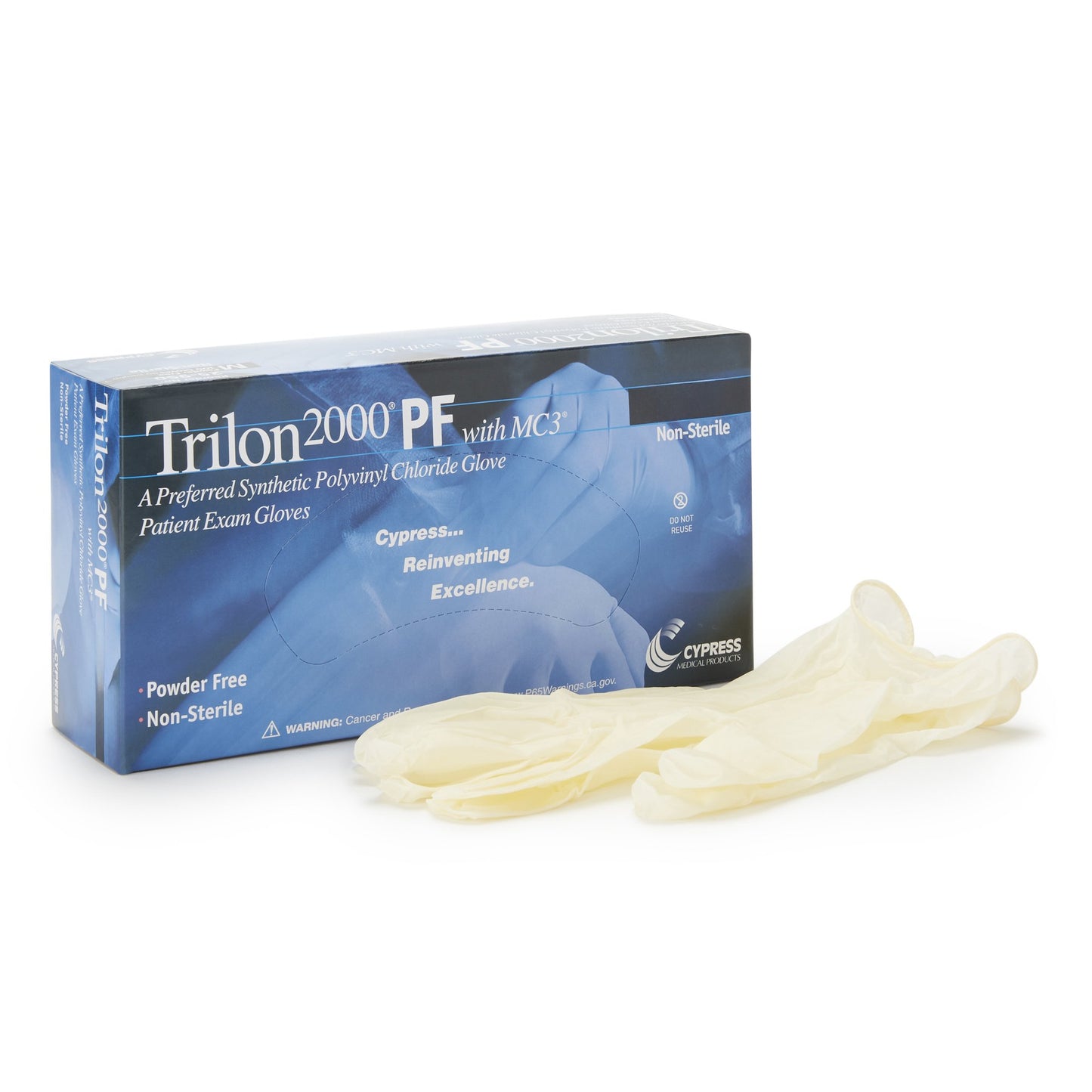 Trilon 2000® PF with MC3® Stretch Vinyl Exam Glove M Box of 100