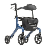 Aerowalk rollator, Standard, blue frame, black backrest and storage bag