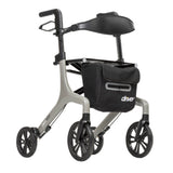Aerowalk rollator, Standard, gray frame, black backrest and storage bag