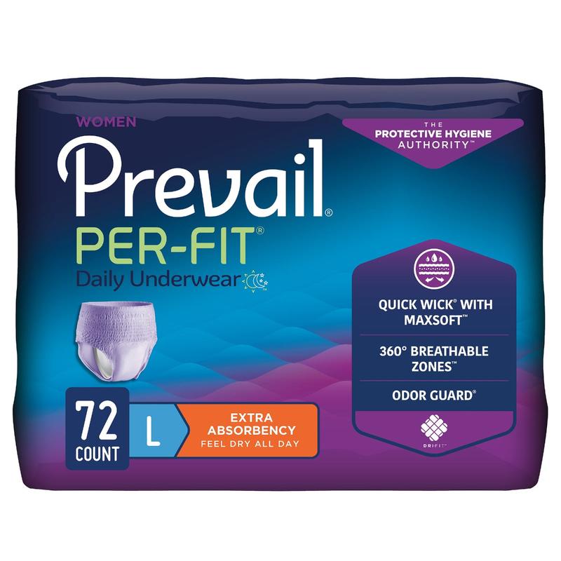 Prevail® Per-Fit® Daily Underwear For Women Large Case of 72 