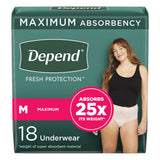 Depend® Fresh Protection Protective Underwear For Women Medium Pack of 18 