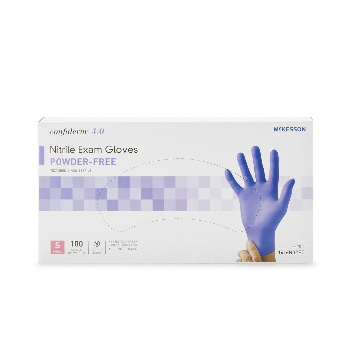 McKesson Confiderm® 3.0 NonSterile Nitrile Exam Glove Standard Cuff Length S Box of 100 