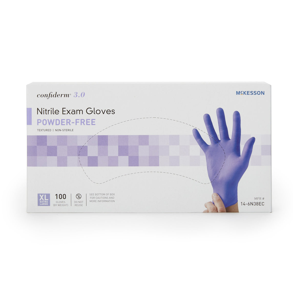 McKesson Confiderm® 3.0 NonSterile Nitrile Exam Glove Standard Cuff Length XL Box of 100 