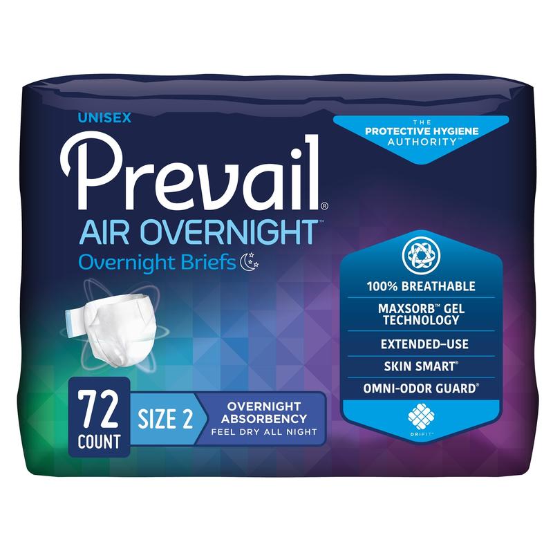 Prevail Air Overnight Briefs Size 2 / Large Case of 72 