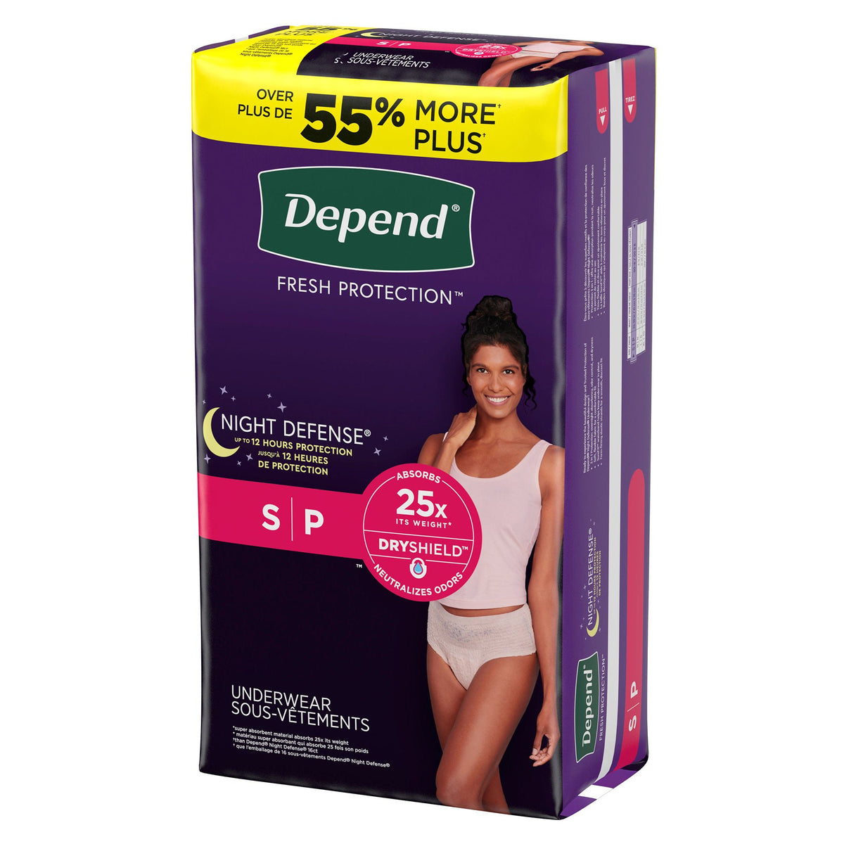 Depend Night Defense Underwear for Women, Small pack, right side