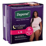 Depend Night Defense Underwear for Women, Large 14-count pack, left side