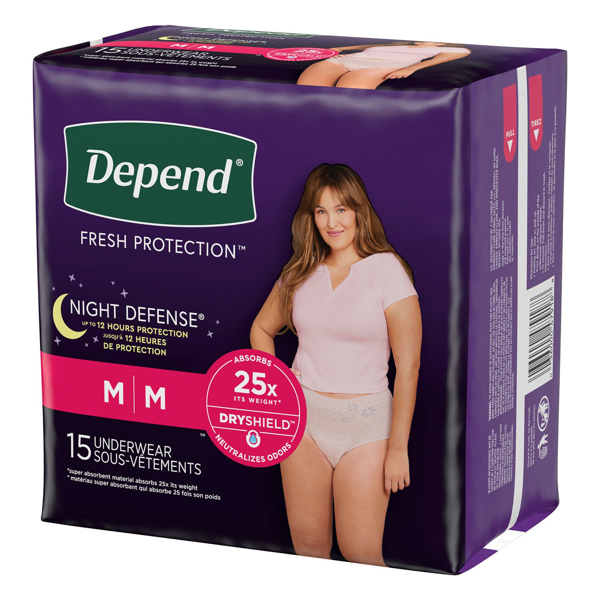 Depend Night Defense Underwear for Women, Medium pack, right side