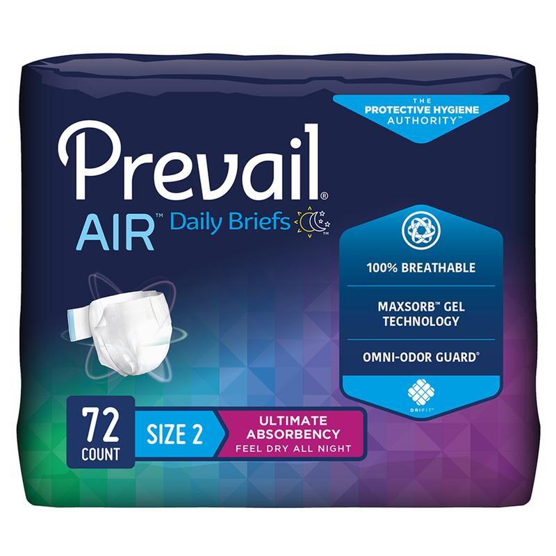 Prevail Air Plus Daily Briefs Size 2 / Large Case of 72 