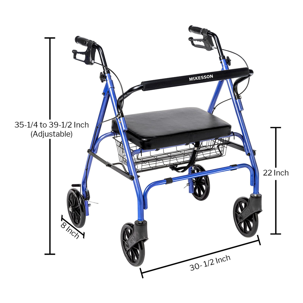 McKesson Bariatric Folding Steel Four-Wheel Rollator 