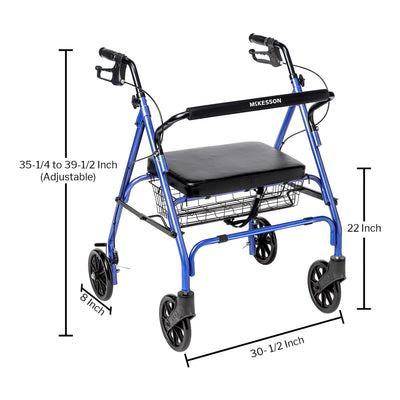McKesson Bariatric Folding Steel Four-Wheel Rollator