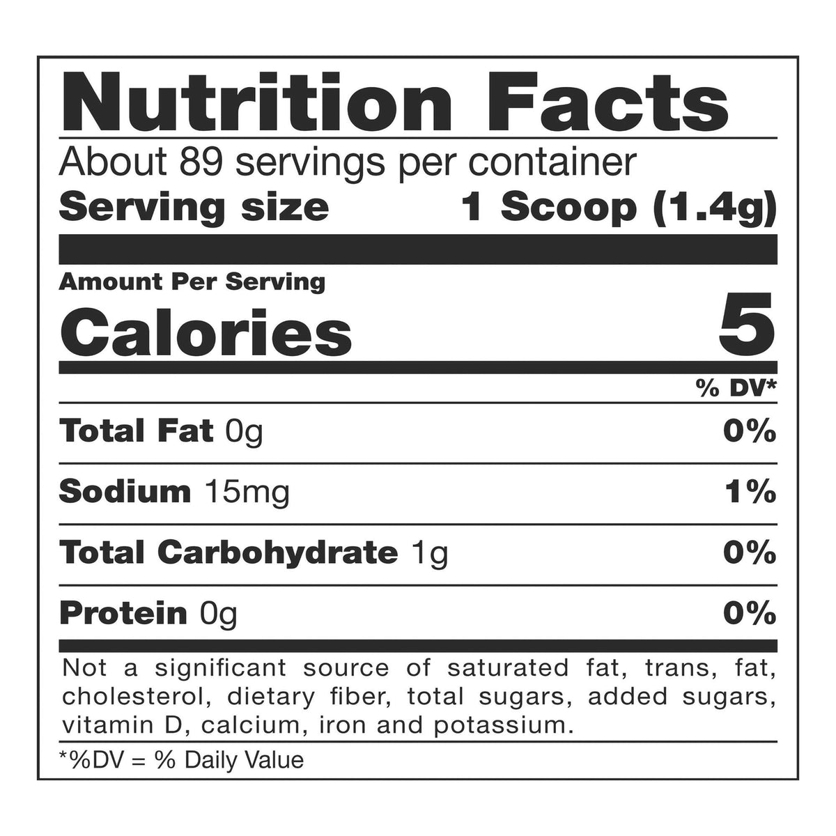 Nutrition Facts panel for ThickenUp Clear 4.4 oz canister