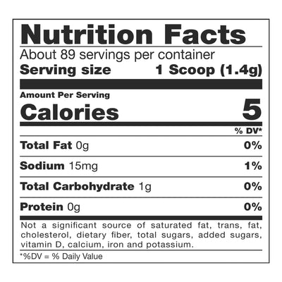 Nutrition Facts panel for ThickenUp Clear 4.4 oz canister