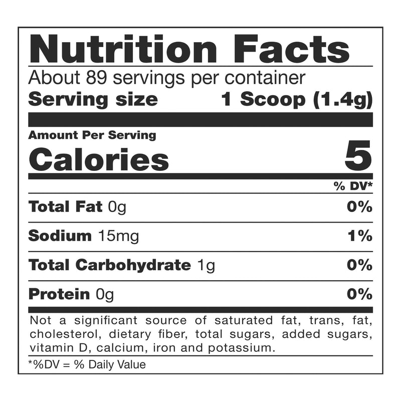Nutrition Facts panel for ThickenUp Clear 4.4 oz canister