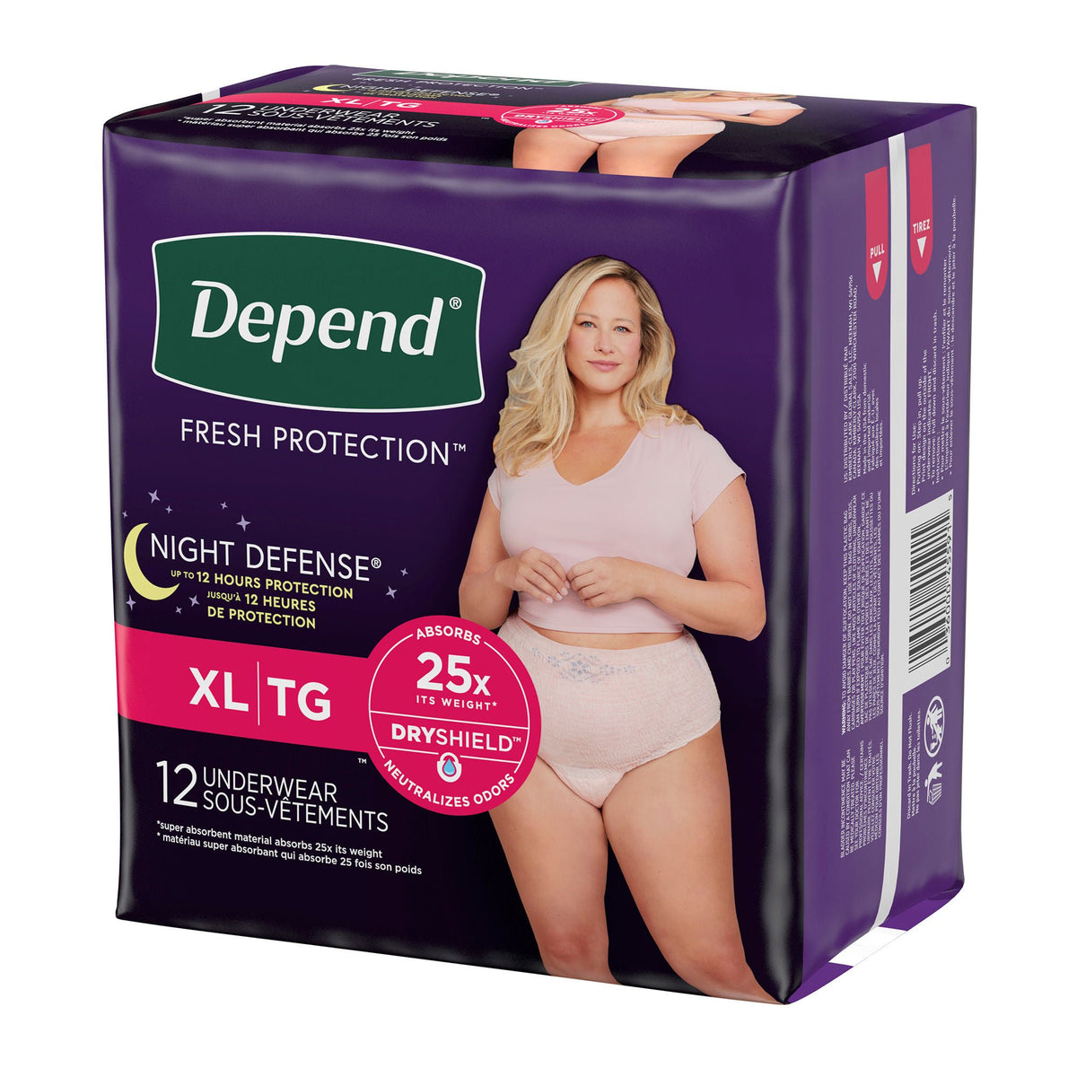 Depend Night Defense Underwear for Women, X-Large pack, right side