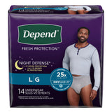 Depend Night Defense Underwear for Men, Large 14-count pack, front