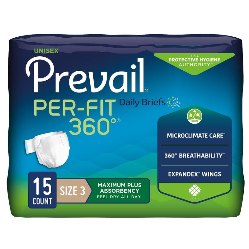 Prevail Per-Fit 360 Unisex Briefs Size 3 / X-Large Pack of 15 
