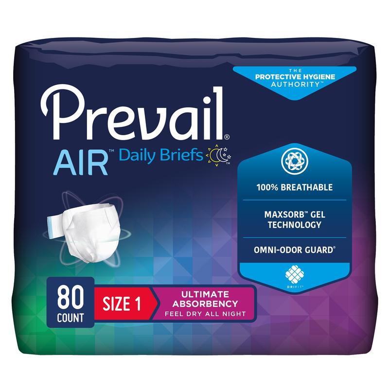 Prevail Air Plus Daily Briefs Size 1 / Medium Case of 80 