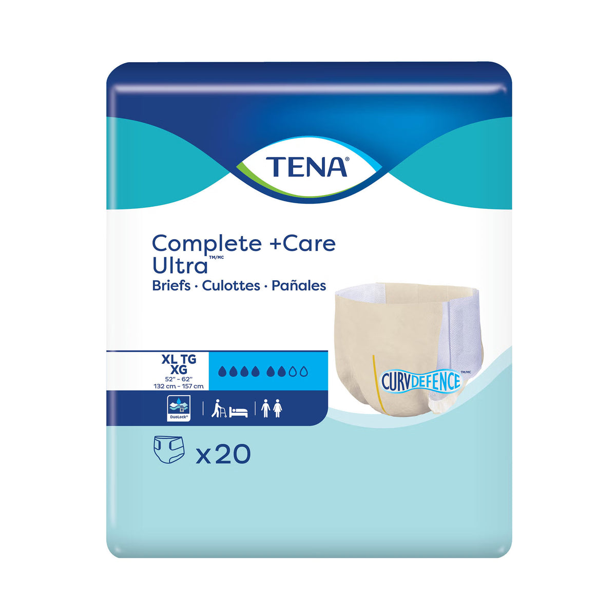 TENA Complete Care Ultra Briefs X-Large (52"-62") Case of 80 Front