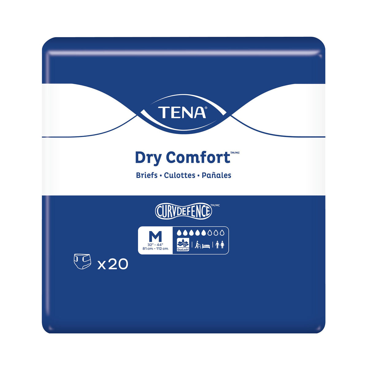TENA Dry Comfort Adult Briefs Medium Packaging Front