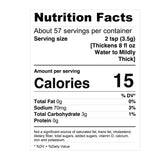 Nutrition Facts panel, 15 calories per 2 tsp serving
