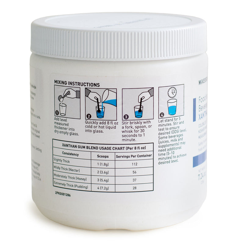 Side view of McKesson Clear Food and Beverage Thickener 7.24 oz canister