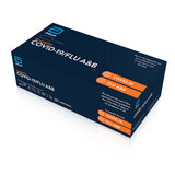 Abbott BinaxNOW COVID-19/Flu A&B test kit box, angled view