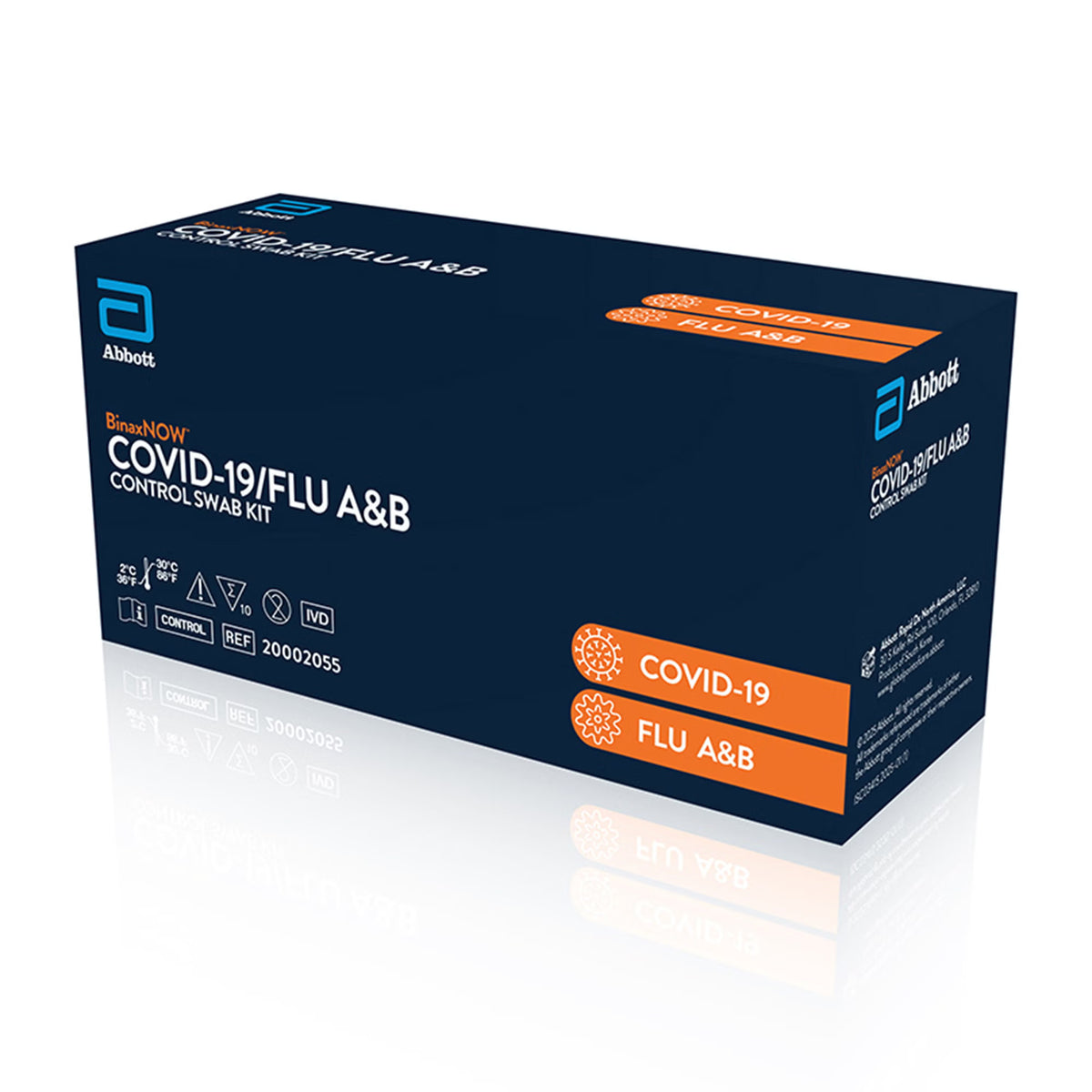 Abbott BinaxNOW COVID-19/Flu A&B Control Swab Kit box, right side