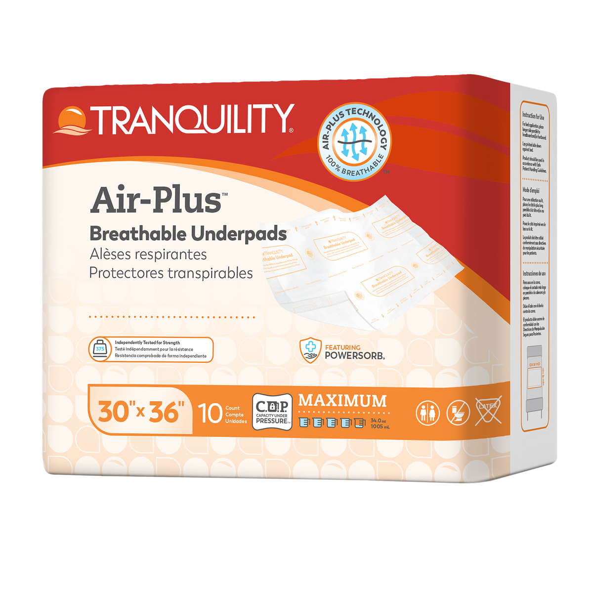 Tranquility AIR-Plus Breathable Underpads 30 x 36 Inch Bag of 10 