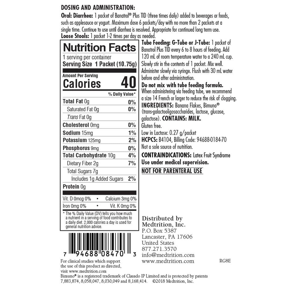Banatrol® Plus with Bimuno® Prebiotic Medical Food 