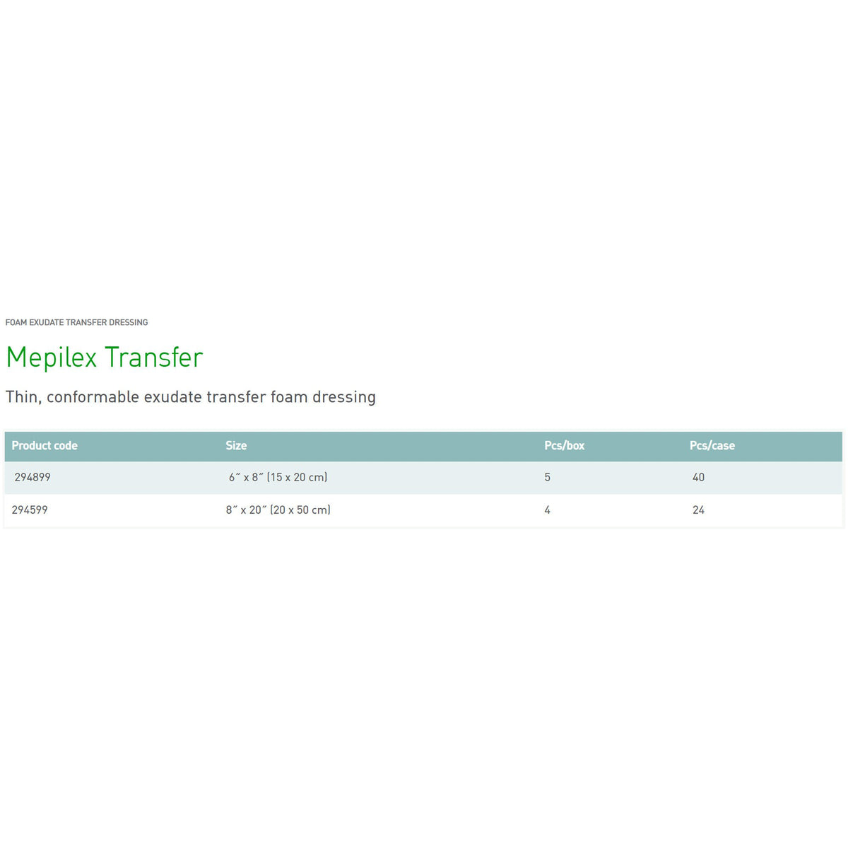 Thin Foam Dressing Mepilex® Transfer