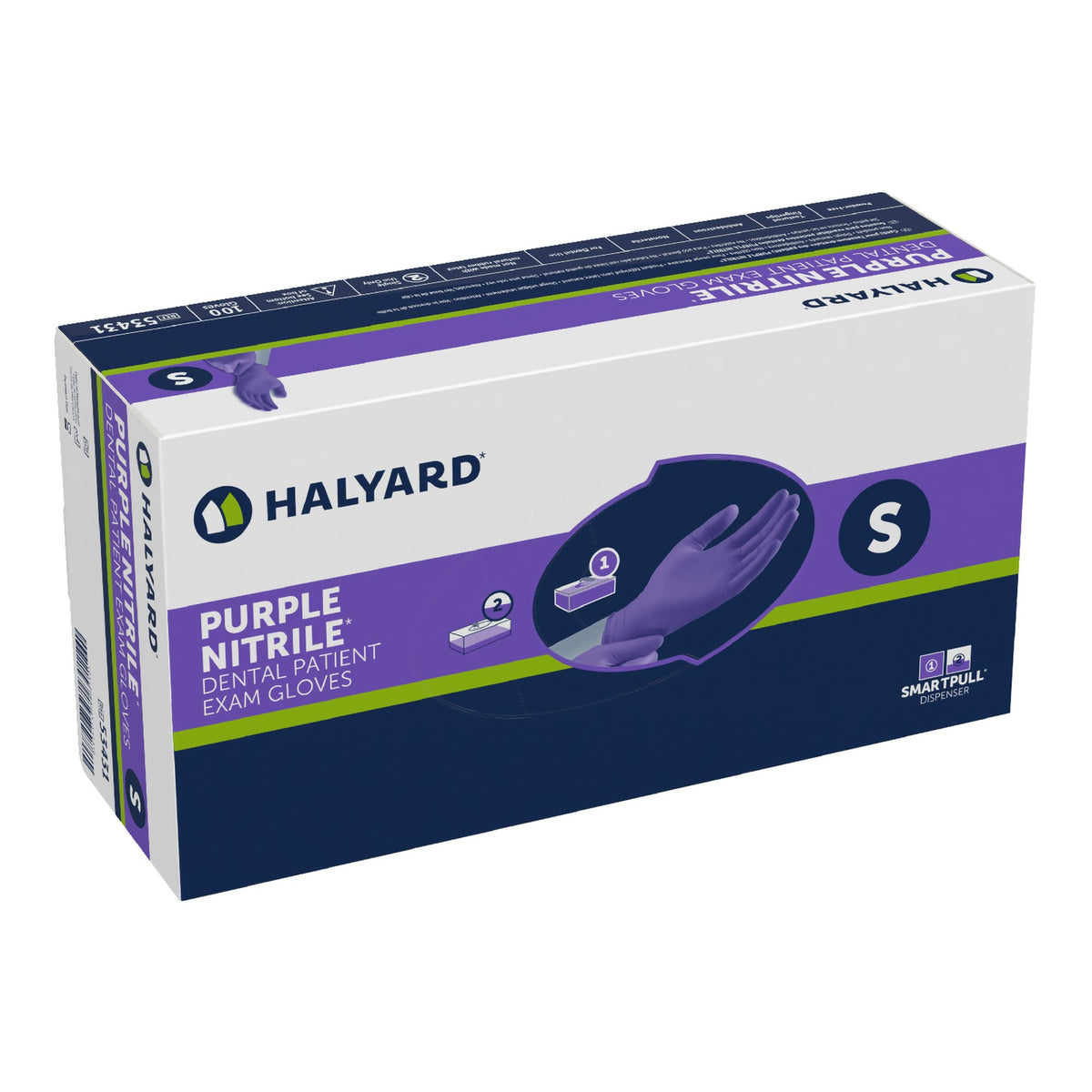 Halyard™ Purple Nitrile® Dental NonSterile Standard Cuff Length Textured Fingertips S Case of 1000 