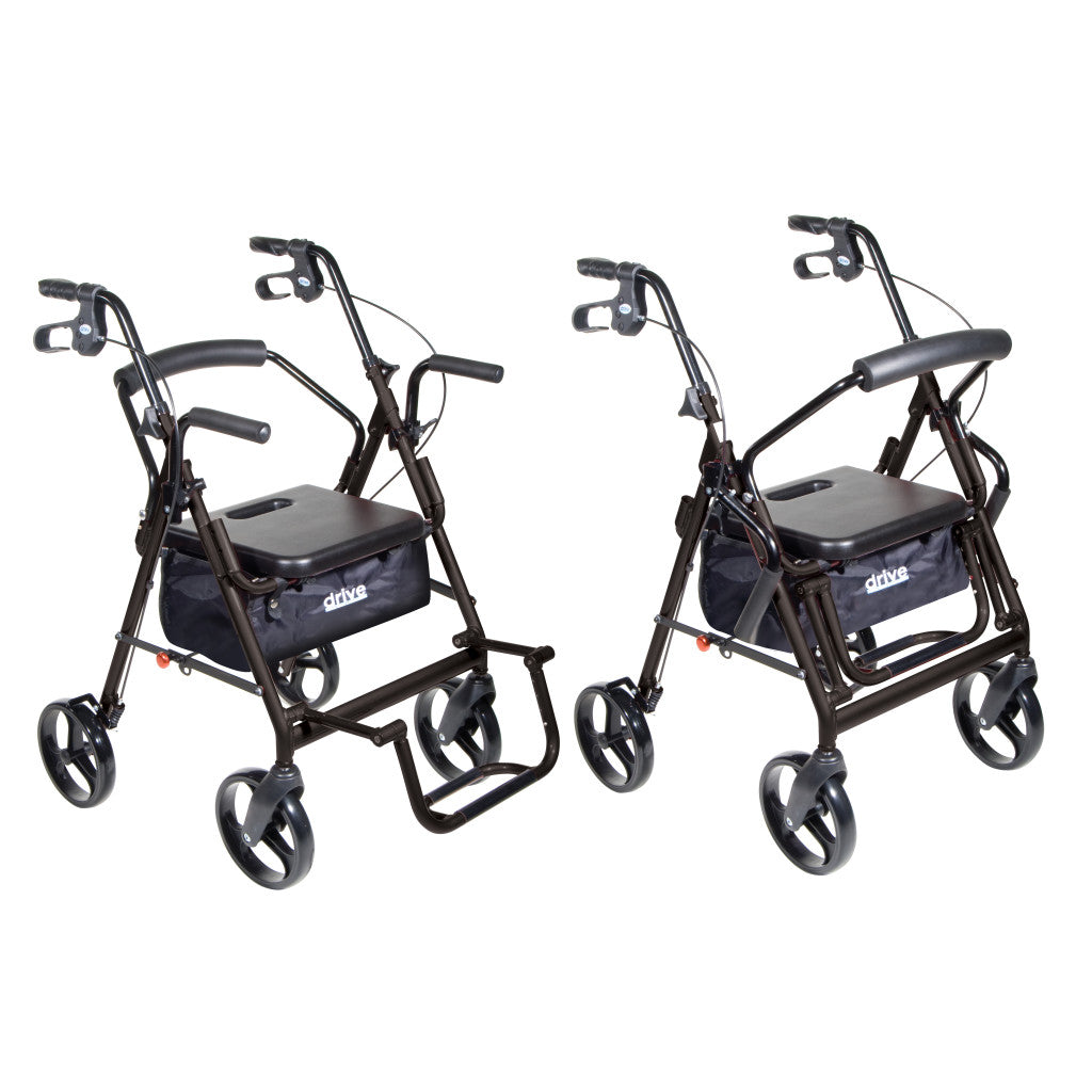 Drive Medical Duet Rollator Transport Chair with 8" Casters