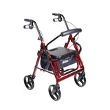 Duet rollator and transport chair, burgundy frame, black seat