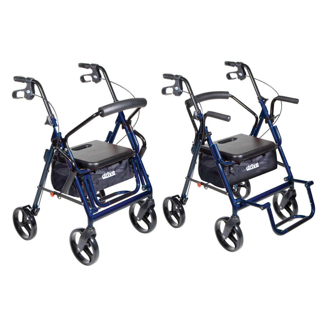 Drive Medical Duet Rollator Transport Chair with 8" Casters