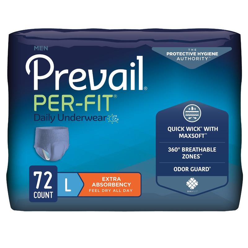 Prevail® Per-Fit® Daily Underwear For Men Large Case of 72 