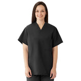 Medline ComfortEase Unisex Reversible Scrub Tops with 2 Pockets Black XS 