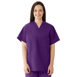 Medline ComfortEase Unisex Reversible Scrub Tops with 2 Pockets Purple XS 
