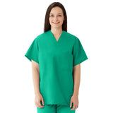 Medline ComfortEase Unisex Reversible Scrub Tops with 2 Pockets Jade XS 