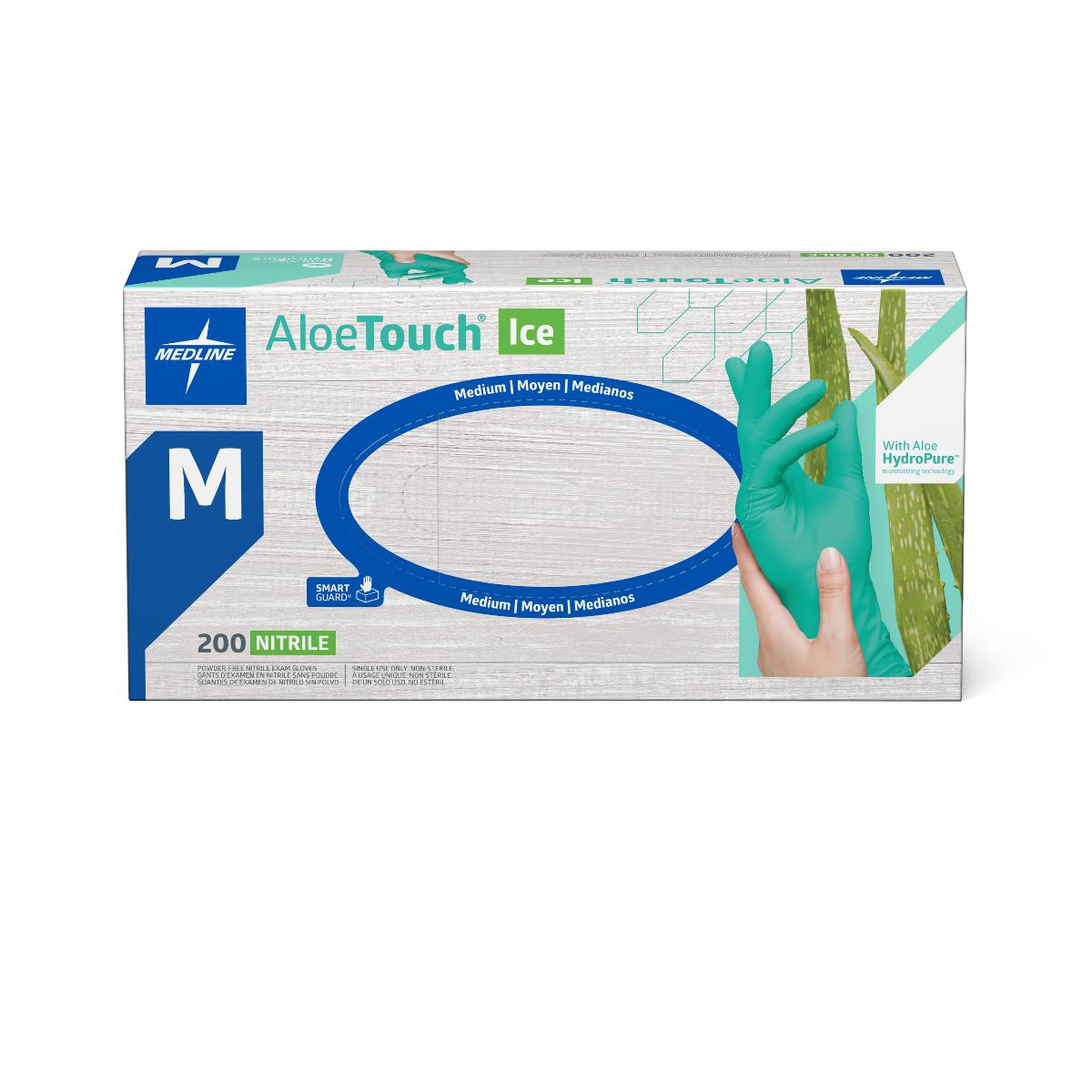 Medline AloeTouch ICE PF Nitrile Exam Gloves M Box of 200 