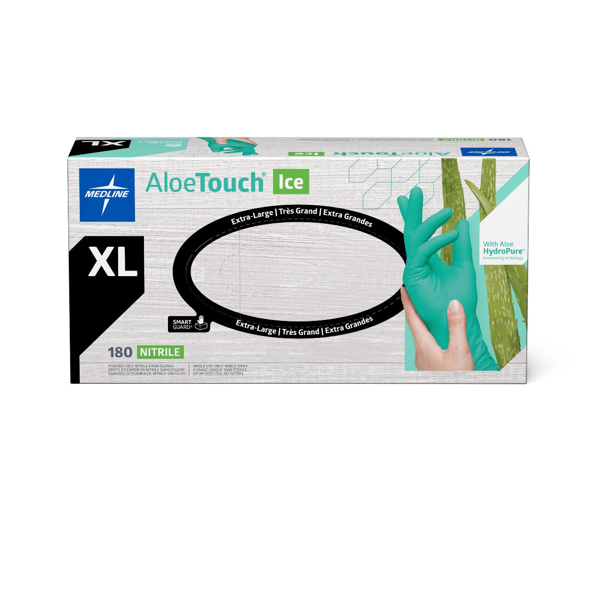 Medline AloeTouch ICE PF Nitrile Exam Gloves XL Box of 180 