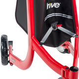 Close-up of the Nitro rollator fold hardware and Drive-branded pouch