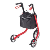 Red Nitro 3-wheel rollator, front three-quarter angle