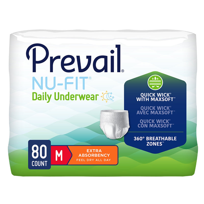 Absorbent Underwear Prevail® Nu-Fit® Adult Unisex Disposable M Case of 20 