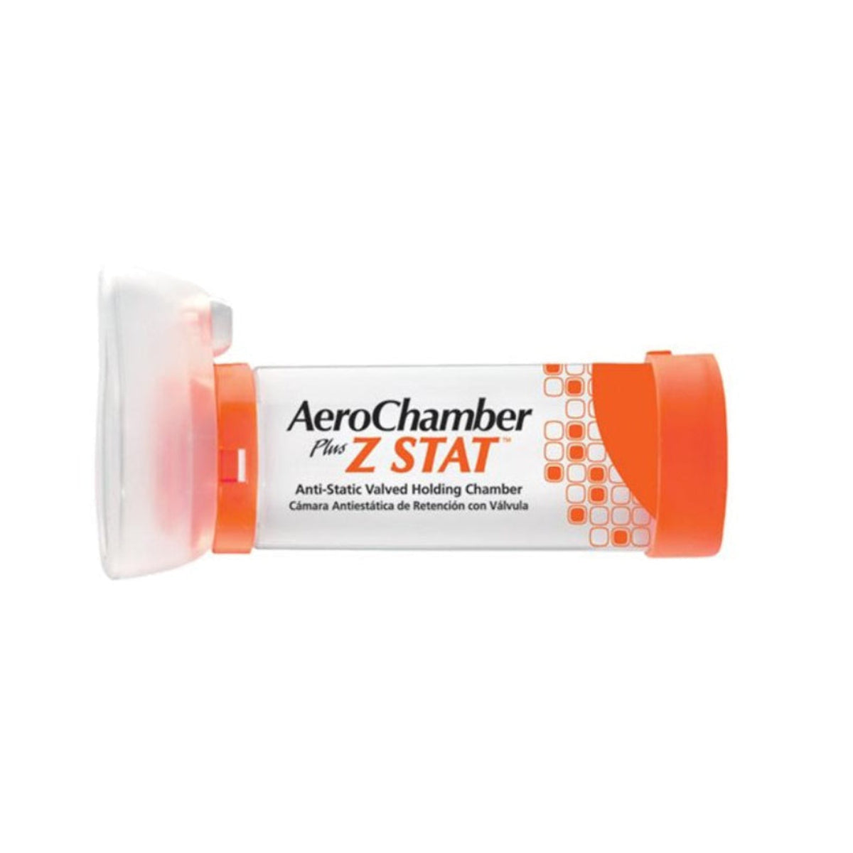 AeroChamber Plus Z STAT with small orange ComfortSeal mask