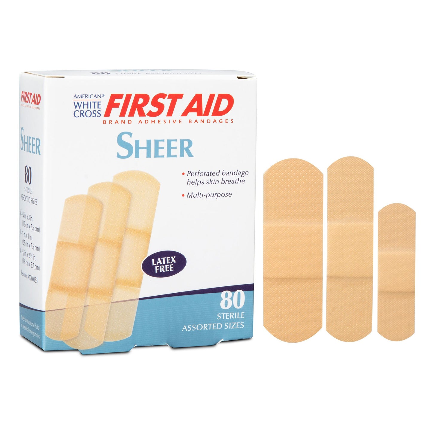 American® White Cross First Aid Adhesive Strip Bandage Clear ¾" x 3" Box of 100