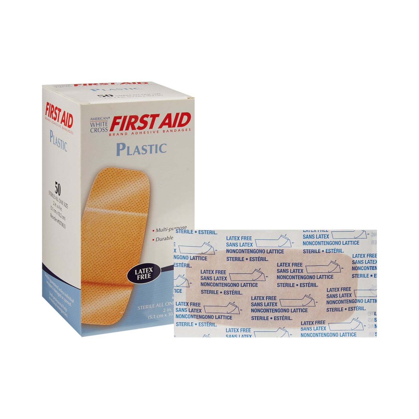 American® White Cross First Aid Adhesive Strip Bandage Clear ¾" x 3" Box of 100