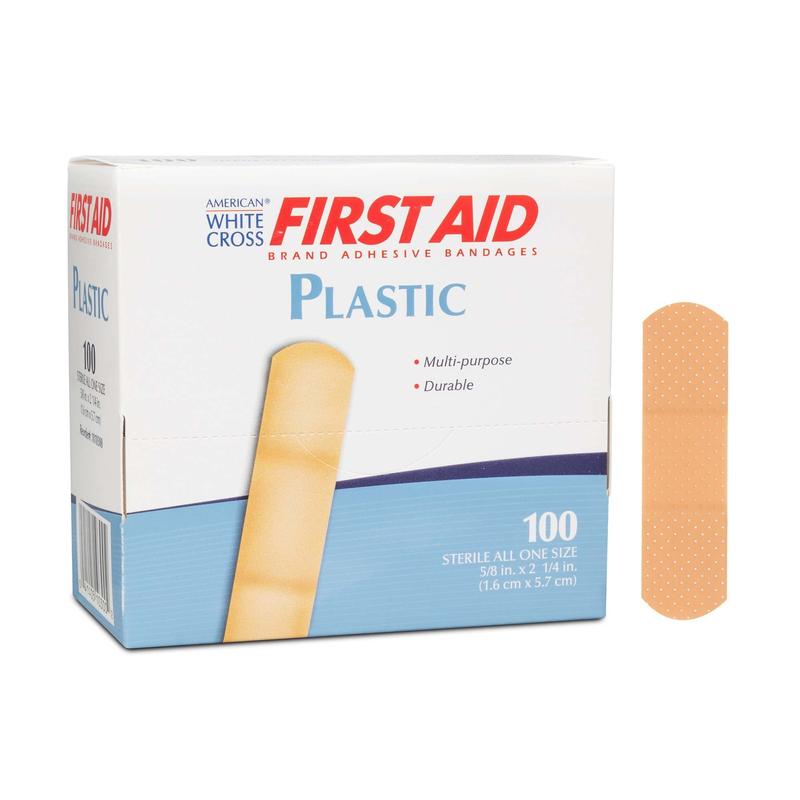 American® White Cross First Aid Adhesive Strip Bandage Clear ¾" x 3" Box of 100