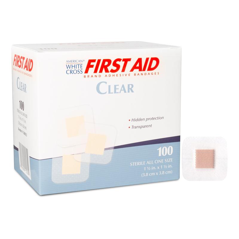 American® White Cross Sheer Adhesive Spot Bandage Sheer 1½" x 1½" 1 Each