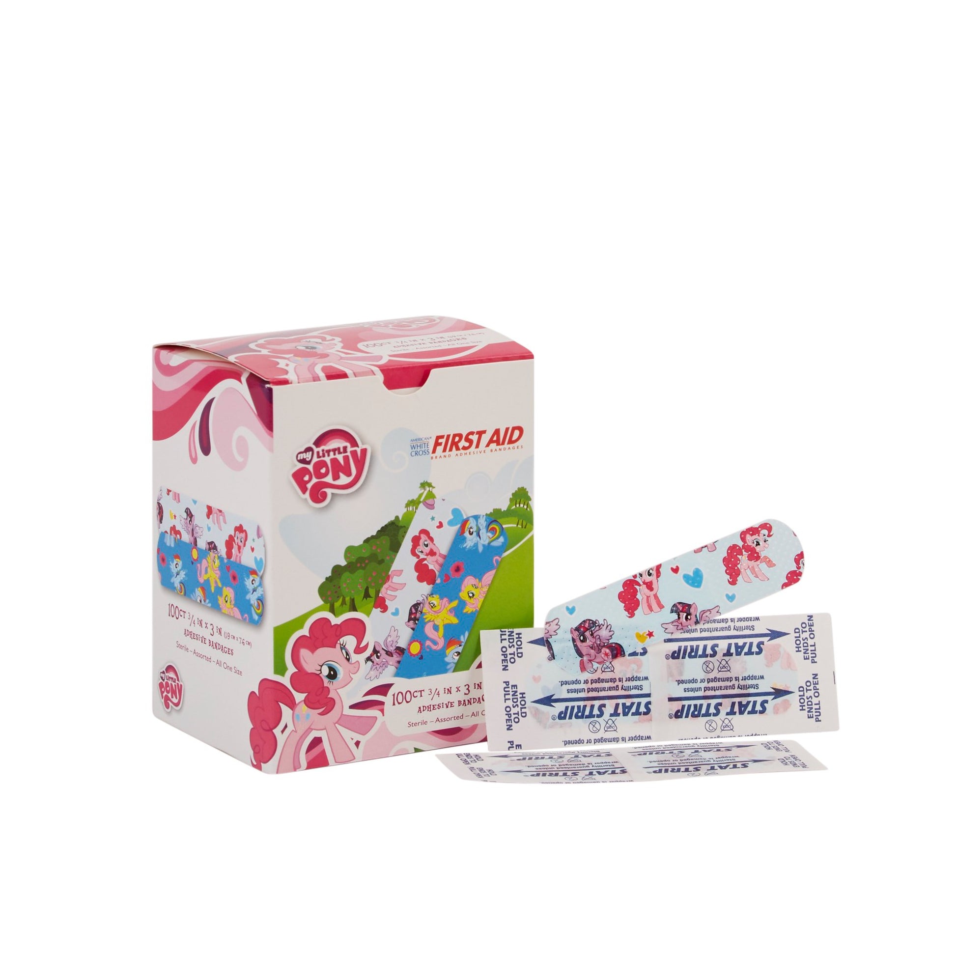 American® White Cross Stat Strip® Kid Design Antman / Hulk / Black Widow ¾" x 3" Box of 100