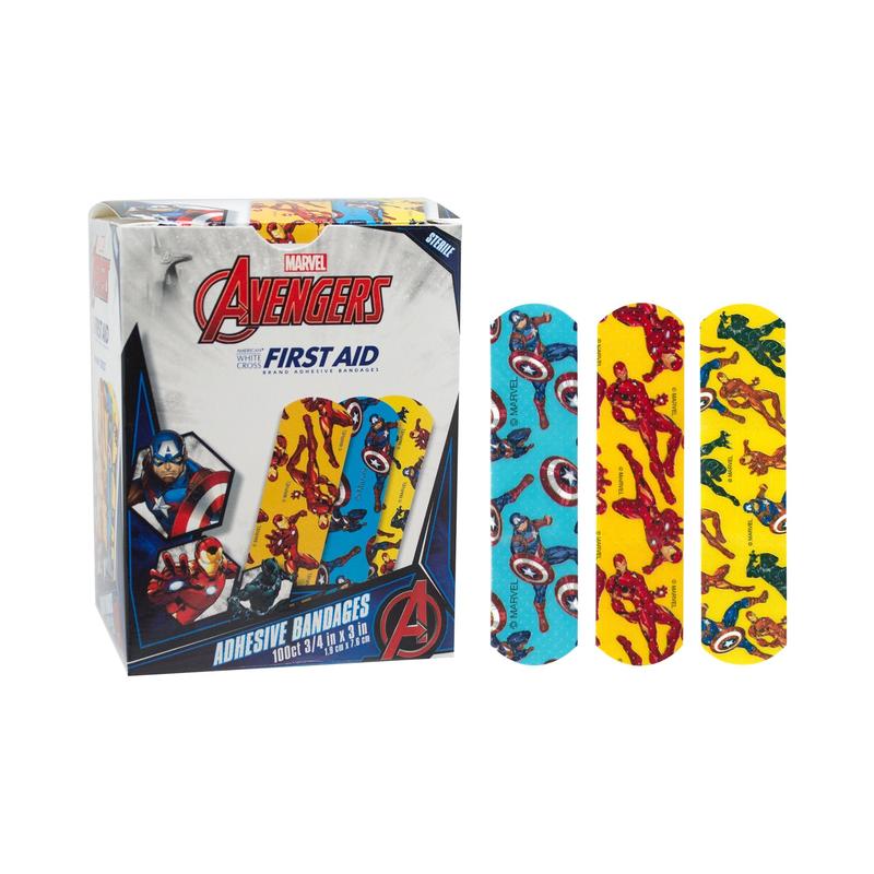 American® White Cross Stat Strip® Kid Design Antman / Hulk / Black Widow ¾" x 3" Box of 100